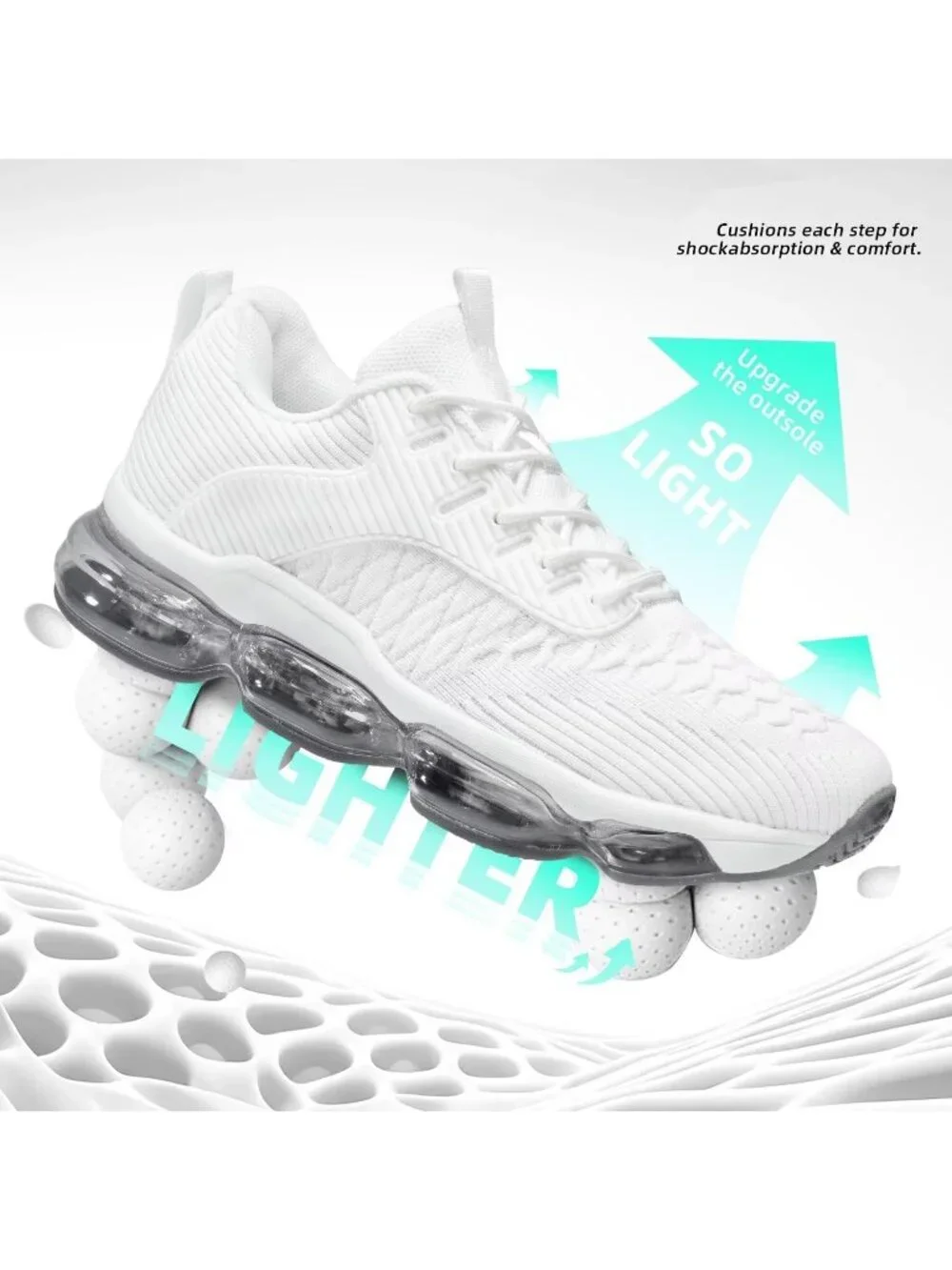 🆕Women's All White Walking Running Shoes Air Cushion Breathable Sneakers
